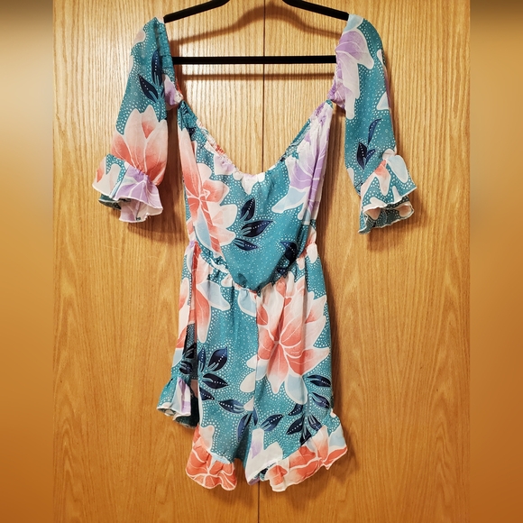 Floral Multicolor Ruffle Romper - Picture 3 of 5